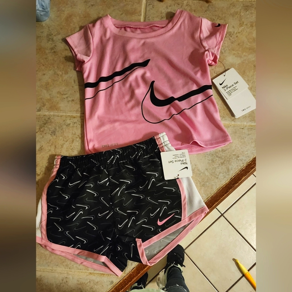 Nike Pink and Black Athletic Set 24mths